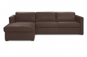 Rozkládací sedací souprava na každodenní spaní Steel kůže tabak 001 - Sofabed